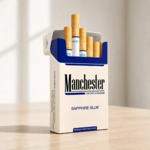 Manchester Sapphire Blue packaging photographed for a Australia buying and pack guide page