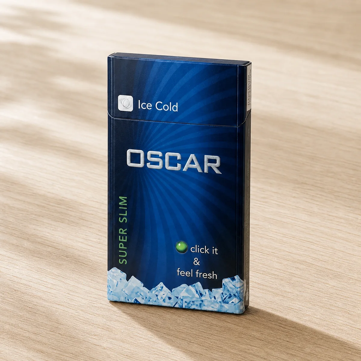 Oscar Super Slim Ice Cold packaging photographed for a Australia buying and pack guide page